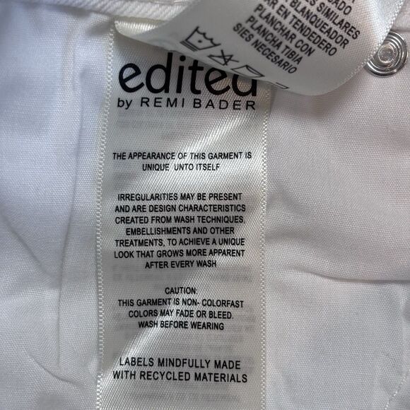 EDITED BY REMI BADER WOMEN HIGH RISE RELAXED FIT WIDE LEG CROP WHITE PANT Size 8 - Picture 9 of 14